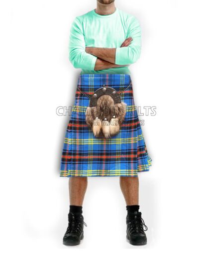 Bell of the Borders Tartan Kilt With Fox Fur Full Dress Sporran
