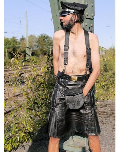 Gothic Style Black Leather Kilt