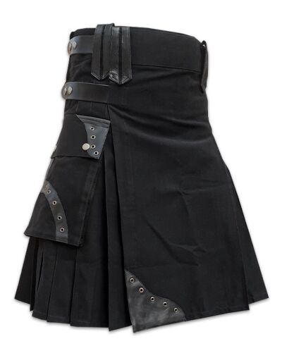 Black Cargo Utility Kilt