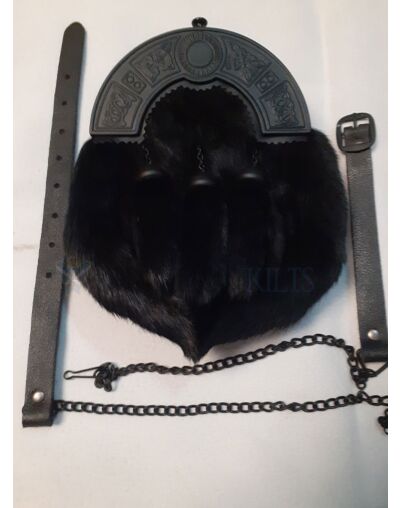 Black Color Rabbit Fur Full Dress Sporran