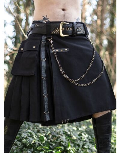 Black Fashion Gothic Style Utility Kilt