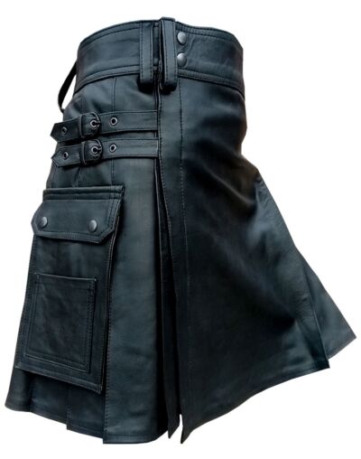 Black Leather Utility Kilt