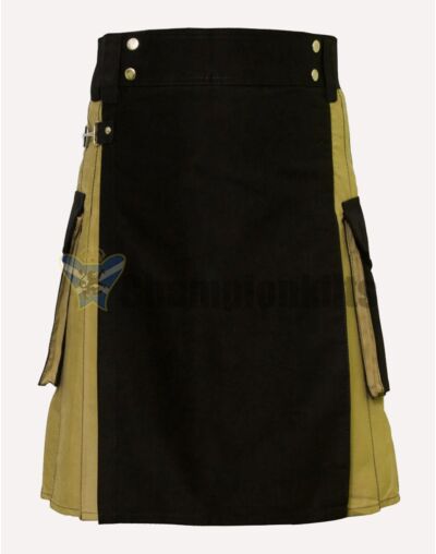 Black And Khaki Utility Kilt