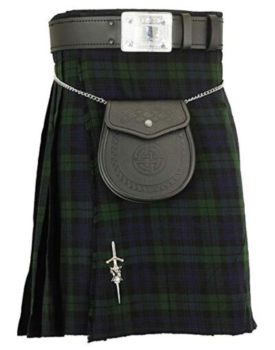 Black Watch Tartan Kilt With Learher Sporran + Belt & Buckle