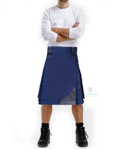 Blue Modern Cargo Utility Kilt