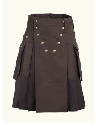 Brown & Caramel Cotton Utility Kilt
