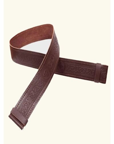 Brown Embossed Leather Kilt Belt