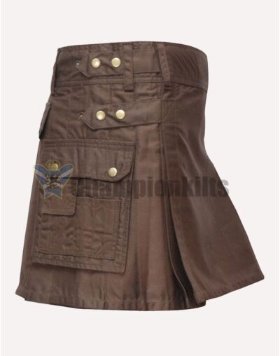 Brown Utility Kilts For Women