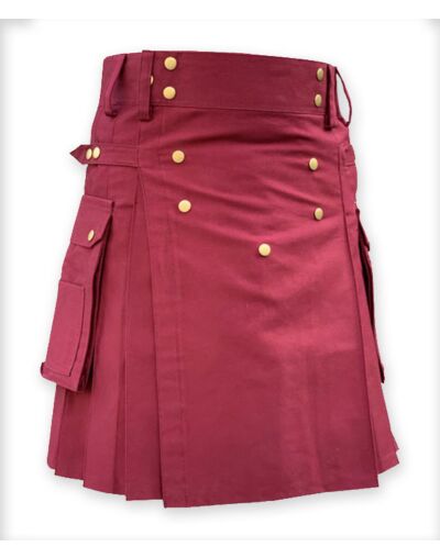 Burgundy Cotton Utility Kilt