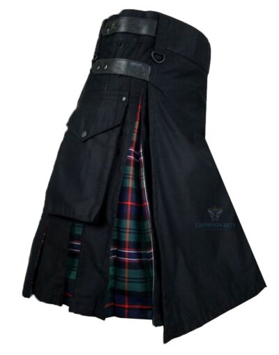 Cargo Tartan Black Combo Kilt