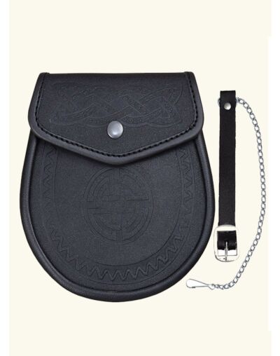 Celtic Knot Black Leather Sporran