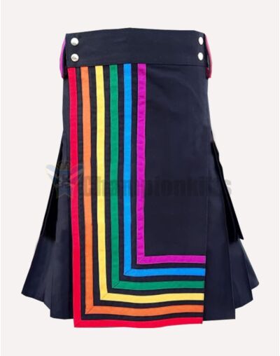 Colorful Lines Black Modern Utility Kilt