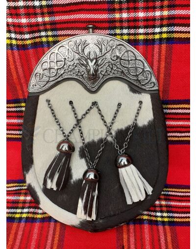 Stag Head Chrome Cantle Bovine Dress Sporran