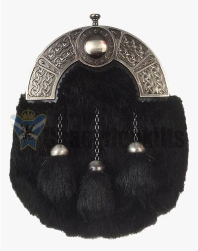 Black Rabbit Fur Dress Sporran Antique Cantle
