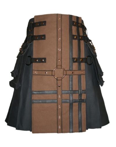 Black And Brown Gothic Hybrid Utility Kilt