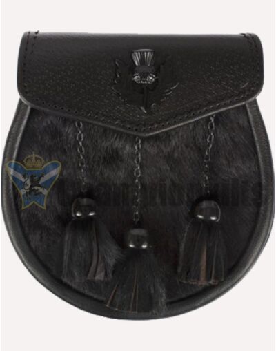 Half Dress Black Cow Hide Skin Semi Dress Sporran