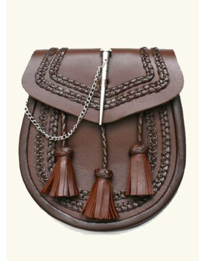 Handmade Maestro Brown Lock Pin Leather Sporran