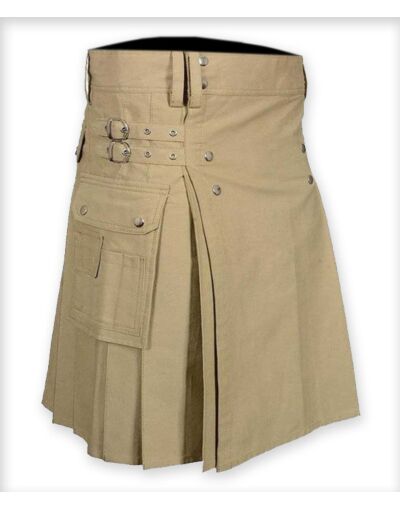 Cargo Pocket Khaki Utility Kilt