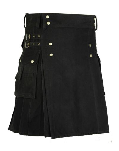 Men Black Utility Kilt
