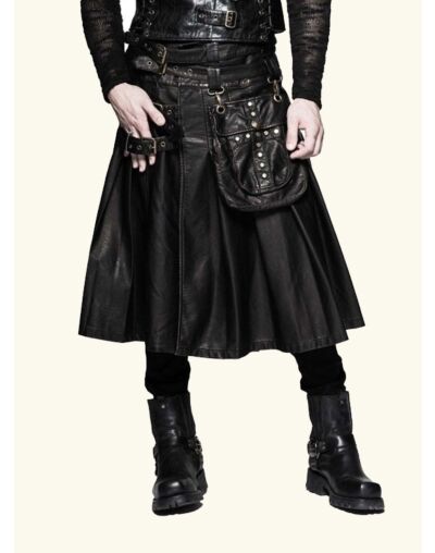 New Custom Made Gothic Leather Kilt