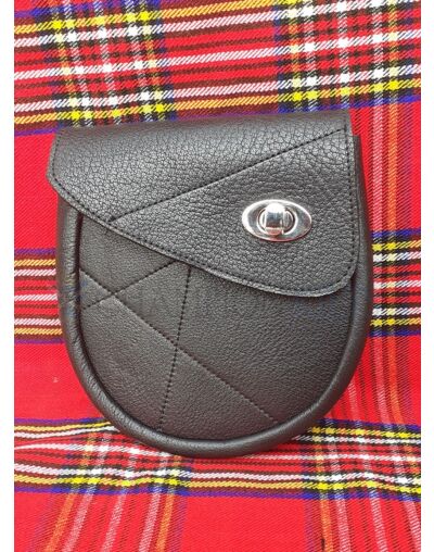 New Stylish Pure Black Leather Day Sporran