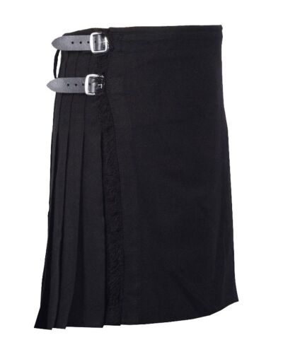 Plain Black Tartan Kilt