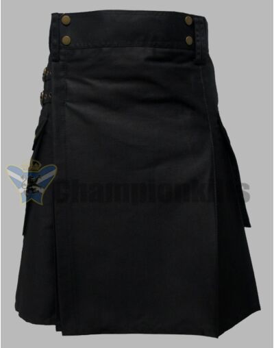 Plain Black Utility Kilt
