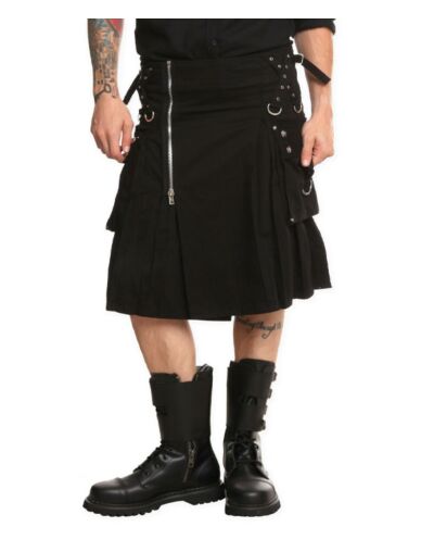 Punk Gothic Black Utility Kilt