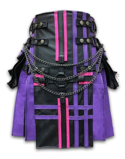 Purple & Black Interchangeable Leather Kilt