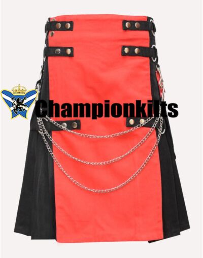 Red And Black Fabric Utility Kilt