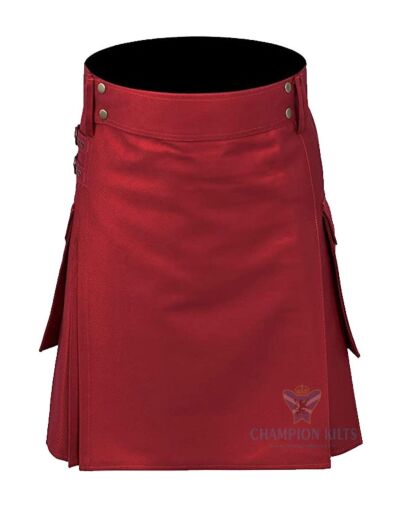 Red Cotton Utility Kilt