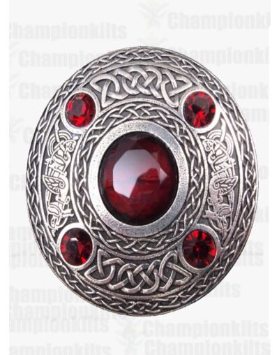 Red Gemist Fly Plaid Brooch