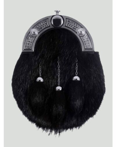 Scottish Black Nutria Fur Full Dress Sporran