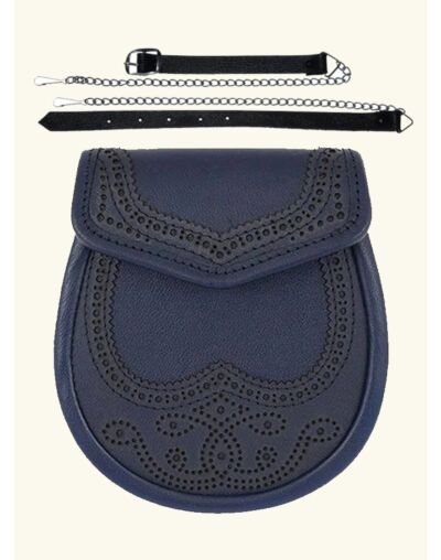 Scottish Blue Leather Semi Style Leather Sporran