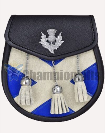 Scottish Flag Leather Sporran