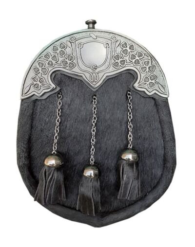 Shamrock Cantle Black Calfskin Dress Sporran