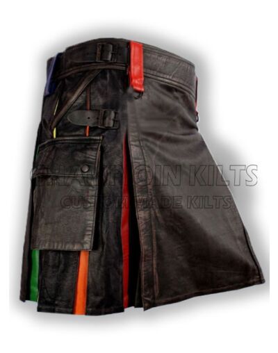 Waxed Leather Black Rainbow Kilt