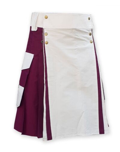 Blue Color Cotton Utility Kilt For Men