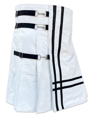 White Leather Modern Kilt