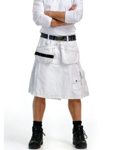 White Cotton Working Utility Kilt