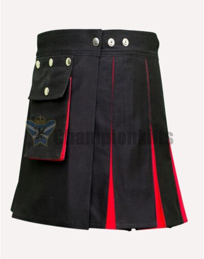 Women Red And Black Utility Kilt